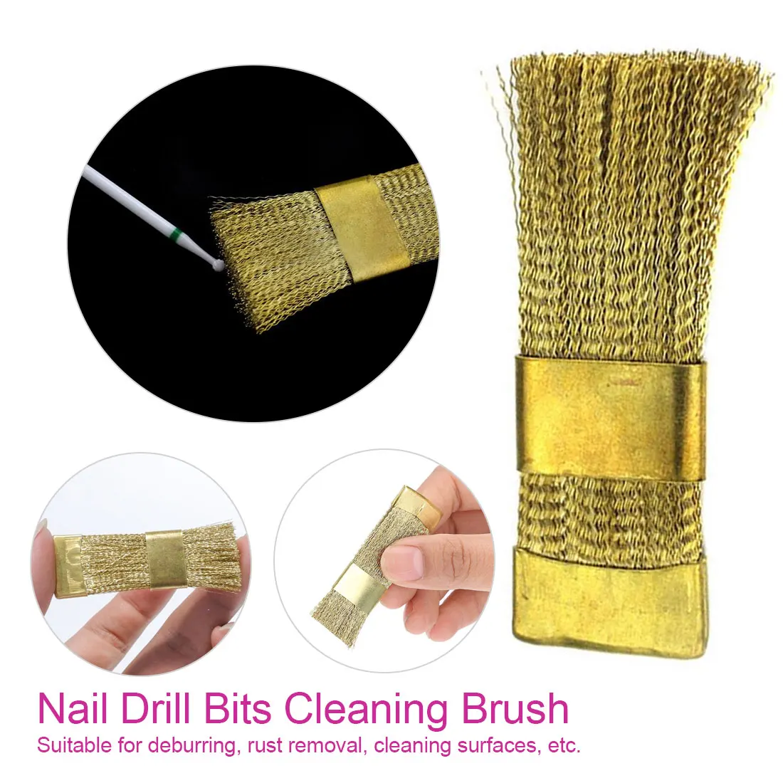 

Ceramic Nail Cutter Accessories Rotary Tools 1pcs Brass Nail Art Drill Bits Cleaning Brush Portable Gold Manicure Cleaner
