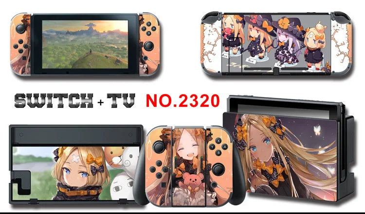 1set New Cute Anime Full Body Sticker for NS Switch Protective Cover Skin Colorful Art for Game Console Joy-Con Controller Decor