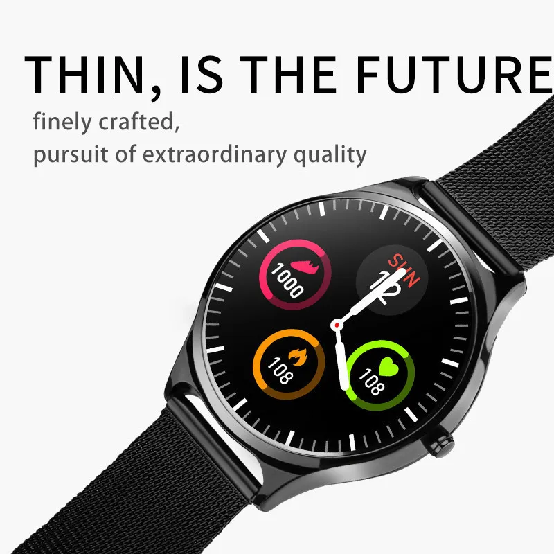 Full round screen metal smart watch sports heart rate blood pressure monitoring watches multi-function For Apple Iphone