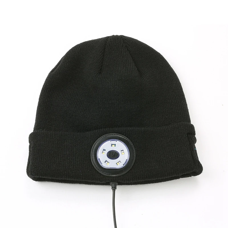 Bluetooth 5 0 LED Hat Built in Stereo Speakers Mic USB Rechargeable LED Lighted Knit Cap for Sports and Outdoors