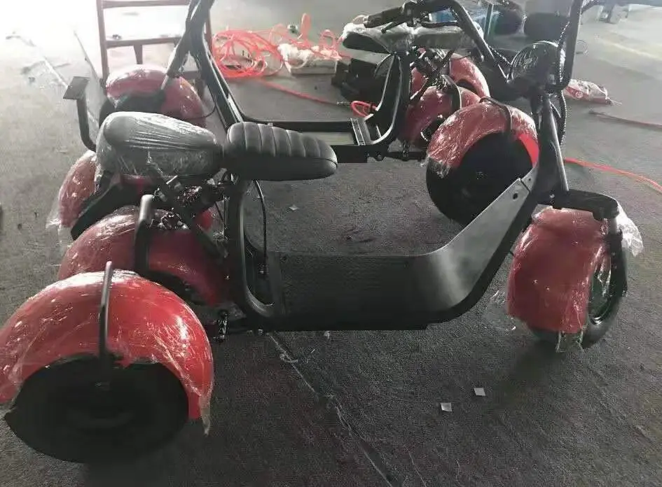 red two battery 3 колеса, электроскутеры Citycoco амортизатор 45 км/ч мотоцикл взрослый Электрический Кроссовый съемный аккумулятор F& R подвеска - Цвет: red two battery