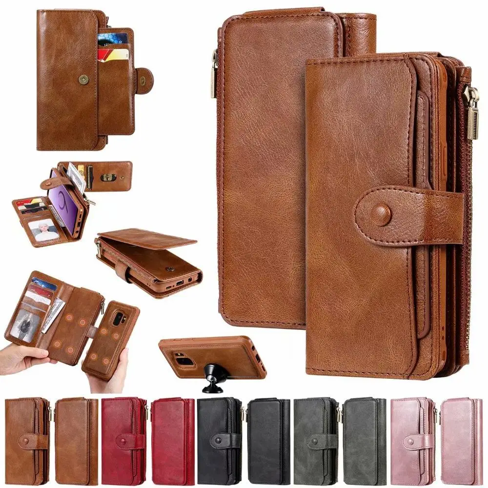 Genuine Leather Case for Samsung S20 Ultra S10 S9 S8 Note 20 Plus Wallet Cover iPhone SE 2020 11 Pro XS Max XR X 7 8 | Мобильные