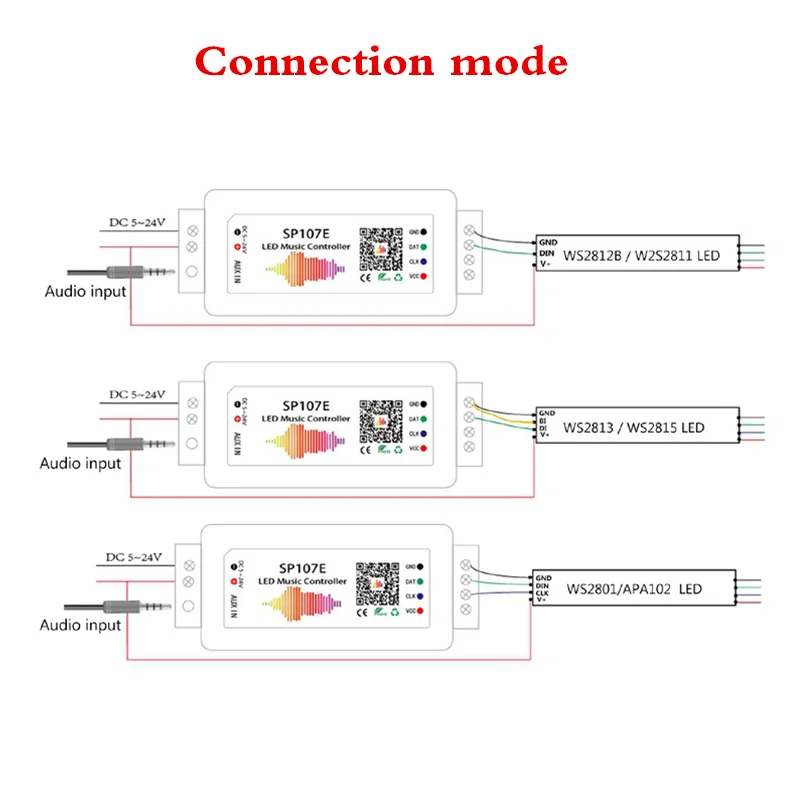 SP107E Bluetooth Pixel Светодиодный IC SPI музыкальный контроллер по телефону приложение для WS2812 SK6812 SK9822 RGB RGBW APA102 LPD8806 полосы света