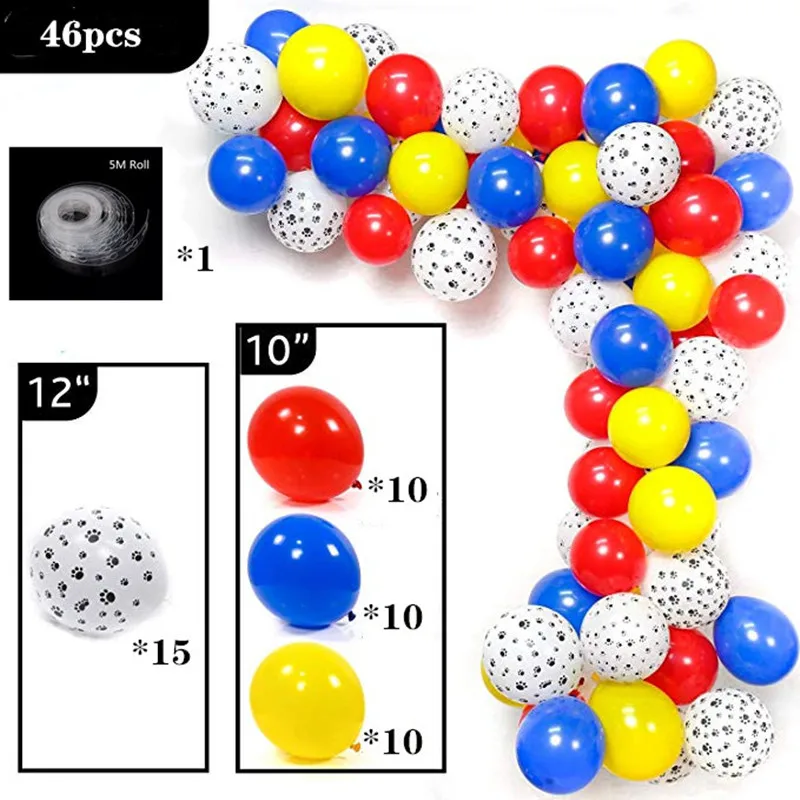 46 шт. 10 дюймов Домашние животные собака Лапа латексный шар арочный комплект, животные тема вечерние украшения Детские Классические игрушки Globos гелиевый воздух надувные шары