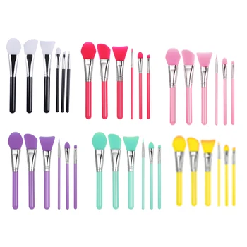 

6Pcs/Set Silicone Makeup Brush Professional Facial Mask Foundation Cream Concealer Eyeshadow Brush Cosmetic Brush Make Up Tool