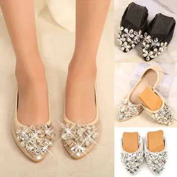 

Brand Casual Flat Women Shoes Big Large Size Pointed Toe Female Luxury Crystal Ballet Flats Ladies Slip On Loafer Shoes