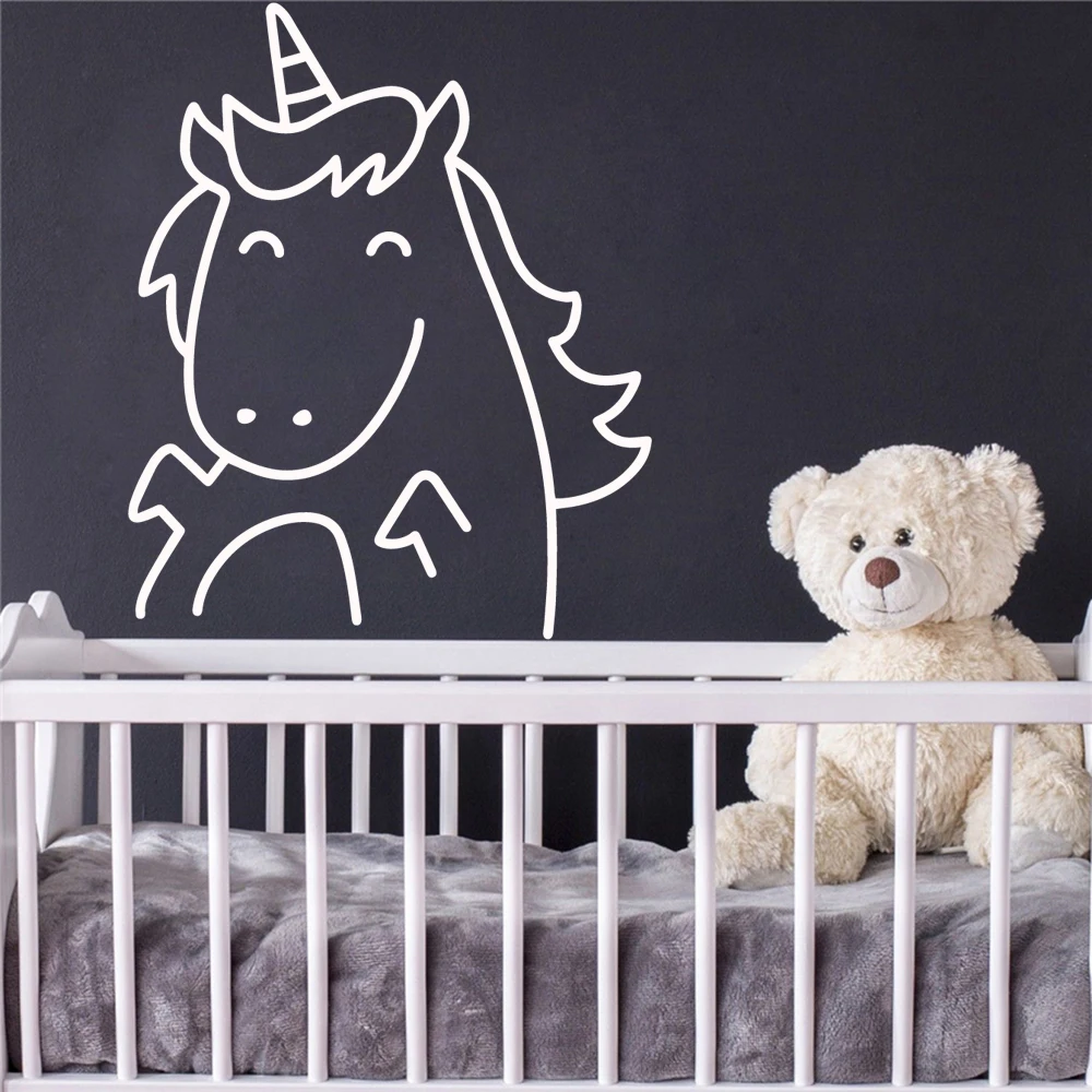 Romantic unicorn Decal Removable Vinyl Mural Poster For Baby Room Art Stickers Bedroom Background Wall Drop Shipping | Дом и сад