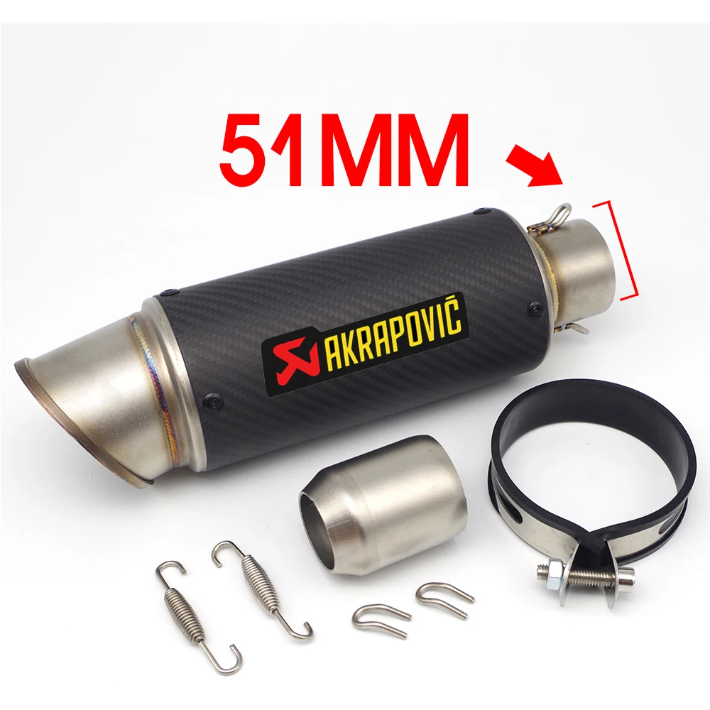 Мотоцикл Akrapovic выхлоп 51 мм мото Глушитель Трубы побега с DB killer для Yamaha Majesty 125 400 bws 125 dragstar 650 fazer - Цвет: B Sticker 51mm