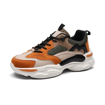 

Men's Genuine Leather Sneakers Breathable Light Running Shoes Nonslip Shockproof Sport Gym Walking Shoes Men Platform Sneakers