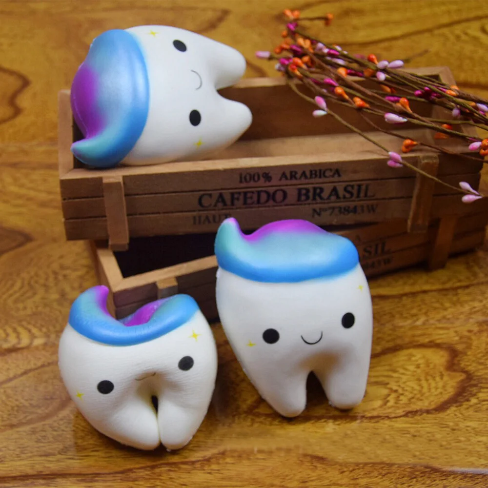 Jumbo 11,5 см Блестящий мультфильм зубы приколы анти-strss Squishies ...