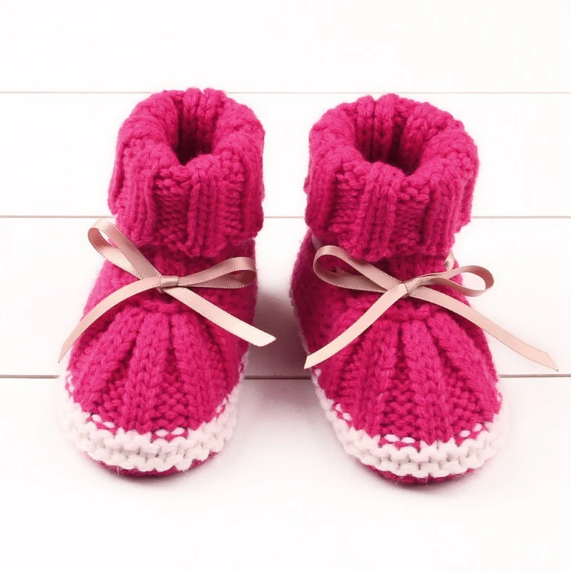 Осень-зима ботинки, детская обувь, детские, для тех, кто только начинает ходить, для новорожденных детей, детей ясельного возраста теплые Вязание - Цвет: MR