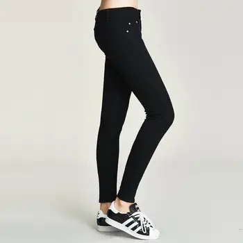 

HAVVA 2020 Spring and Autumn New Black Skinny Pencil Jeans Elastic Denim Pants K35530