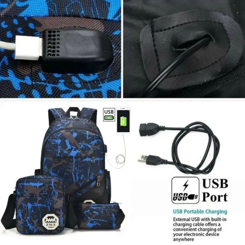 Стильный модный рюкзак с USB зарядкой, оксфордская школьная сумка ранец, Повседневная Популярная дорожная сумка для ноутбука