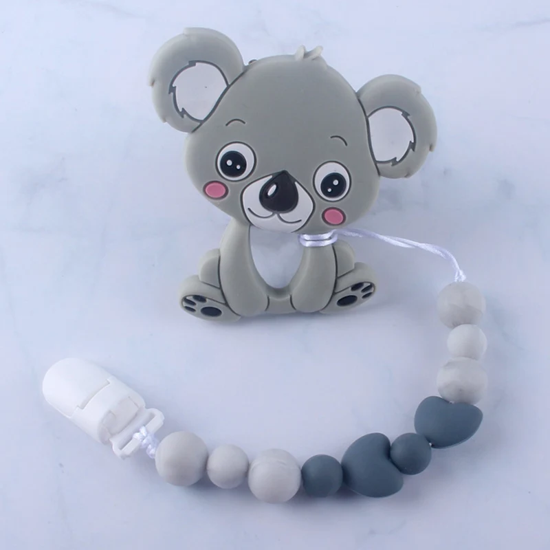 Newborn Nipple Holder Baby Care Product Silicone Wooden Beads Baby Pacifier Clip Anti-Lost Chain Infant Pacifier Chain Toys