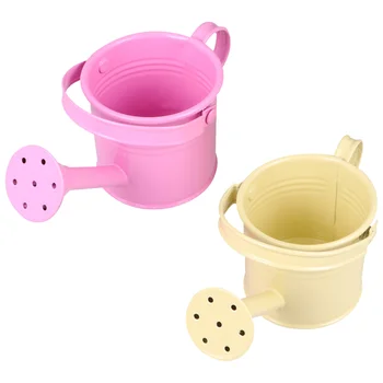 

2pcs Creative Watering Tin Simple Watering Pot Durable Iron Sprinkling Kettle Portable Can for Garden Home Plants Flower (Beige