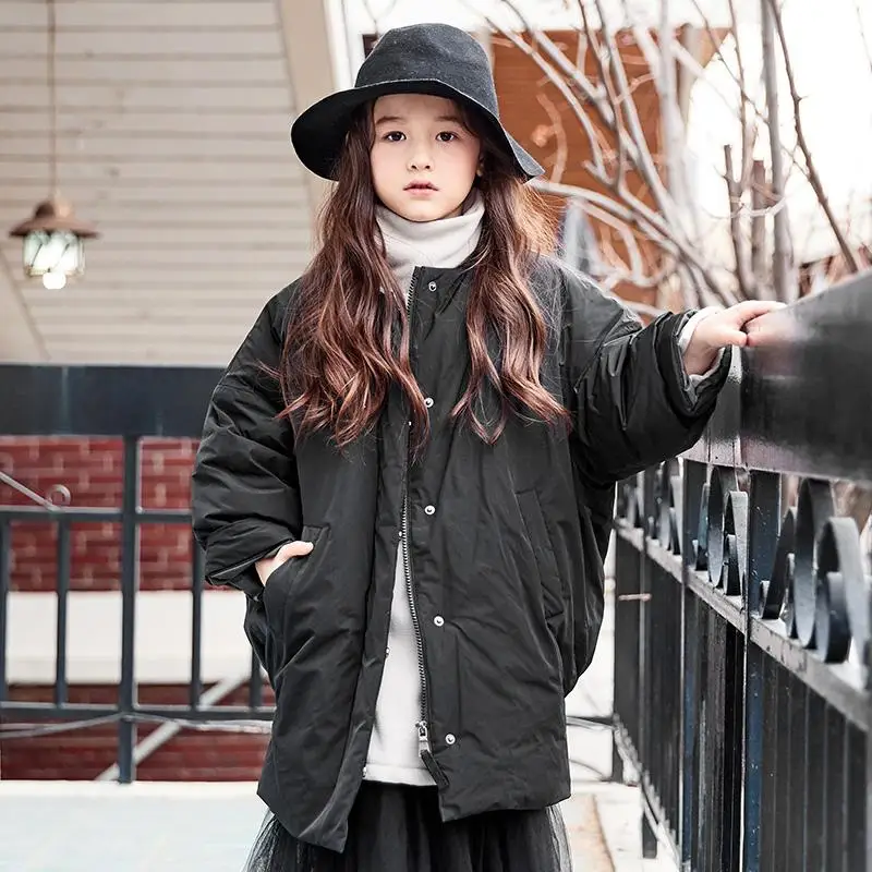 

Wholesale Winter Children Literary Retro Down Jacket Loose Casual Vintage Outwear Modis Kids Down Jacket For Cold Weather Y1962