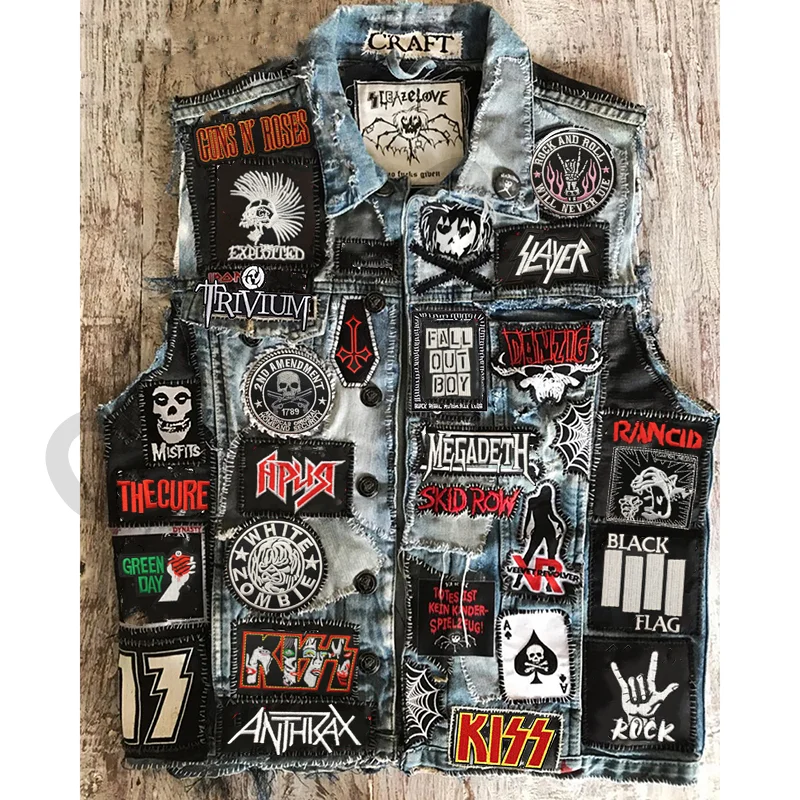 Rock Band Iron on Patches for Clothing DIY Punk Clothes Jacket Embroidery Patches Stripes Stickers Sewing Supplies Appliques