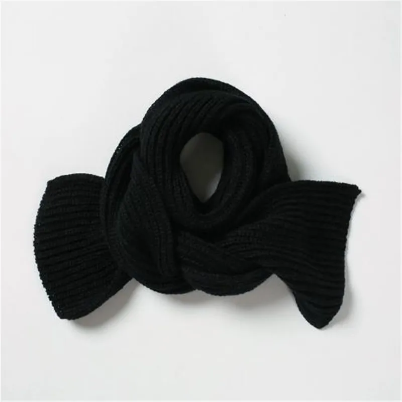 Женский зимний шарф, детский вязаный теплый однотонный шарф для мальчиков и девочек, зимние теплые шарфы для шеи, Детская шаль - Цвет: Черный