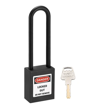 

uxcell Lockout Tagout Safety Padlock 76mm Nylon Shackle Keyed Alike Black