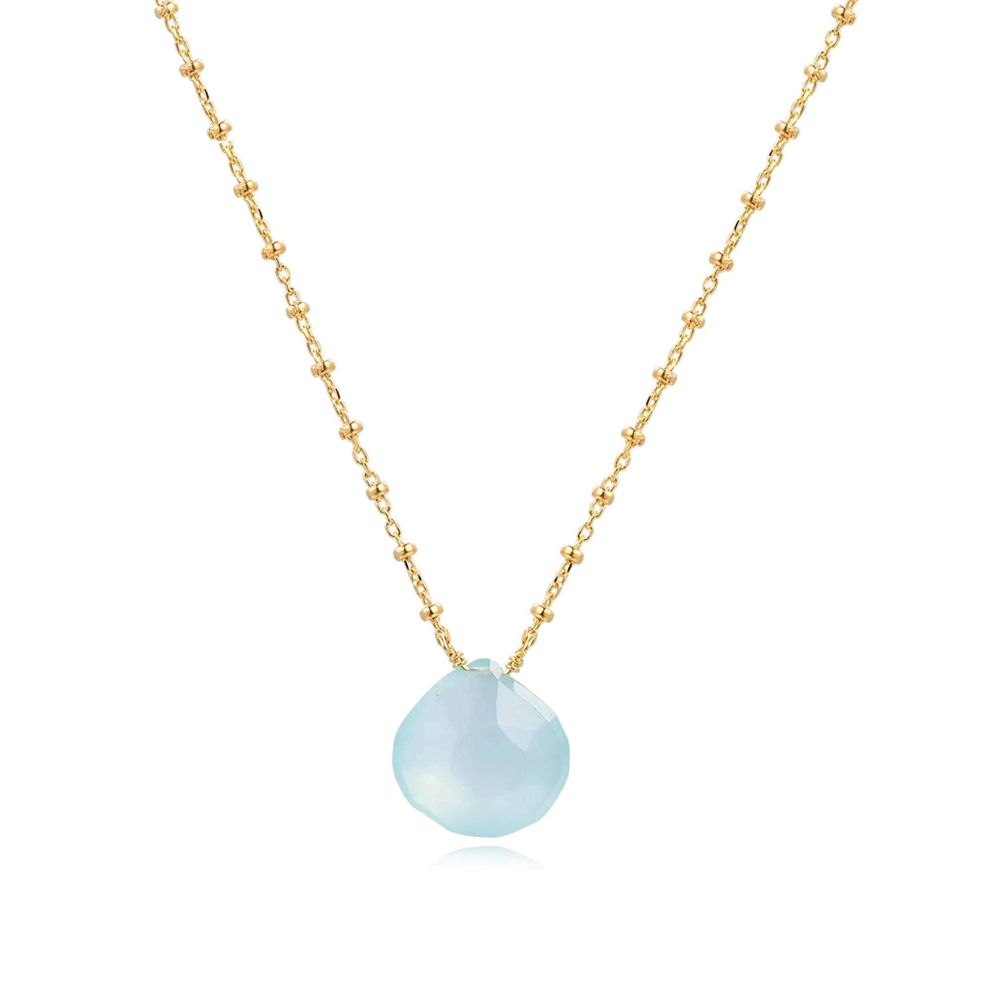 

Piara Heart Faceted Aqua Chalcedony Pendant Necklace, 925 Sterling Silver, 40cm-45cm