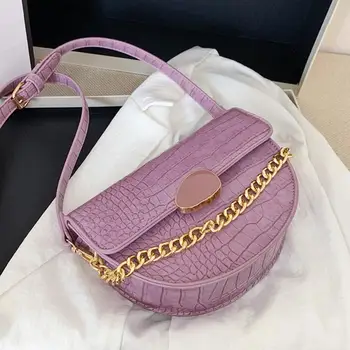 

Crocodile pattern Tote Saddle bag 2020 Fashion New High-quality PU Leather Women's Designer Handbag Chain Shoulder Messenger Bag