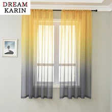 

DREAM KARIN Gradient Multi Color Tulle Curtains for Living Room Bedroom Organza Voile Curtain Window Treatment Panel Home Decor