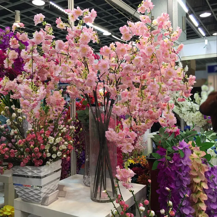 Big136cm artificial cherry blossom vines oriental home wedding garden party shop Decor Chriatmas luxurious cherry fake flores - Цвет: Розовый