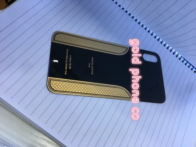 

original For iPhone x Battery Cover Door Back Glass Replacement back glass 24ct gold with Adhesive Sticker