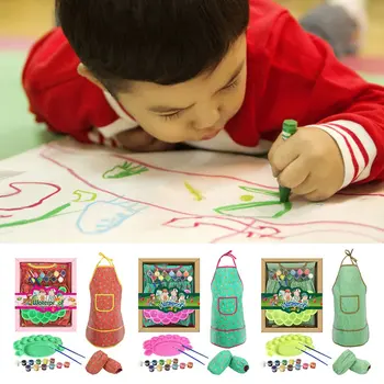 

Children's Painting Set Pigment Painting Clothes Palette Color Brush Waterproof Apron Smock Sleeve Art Painting Set for Kids
