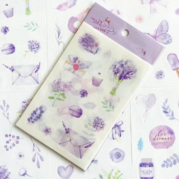 

6 Pieces/Pack Of Cute Purple Flowers Stickers Scrapbook Computer Mobile Phone DIY Decorative Label Stationery Children Gifts