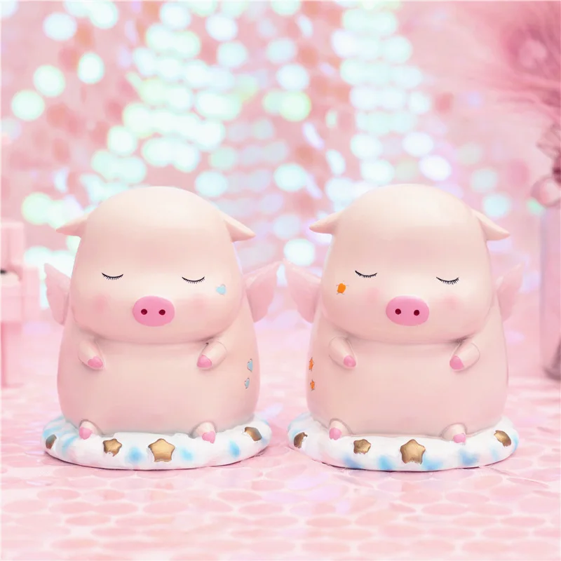 Ангельская свинка поросенок мечты копилка с лампой для монет ящик хранения