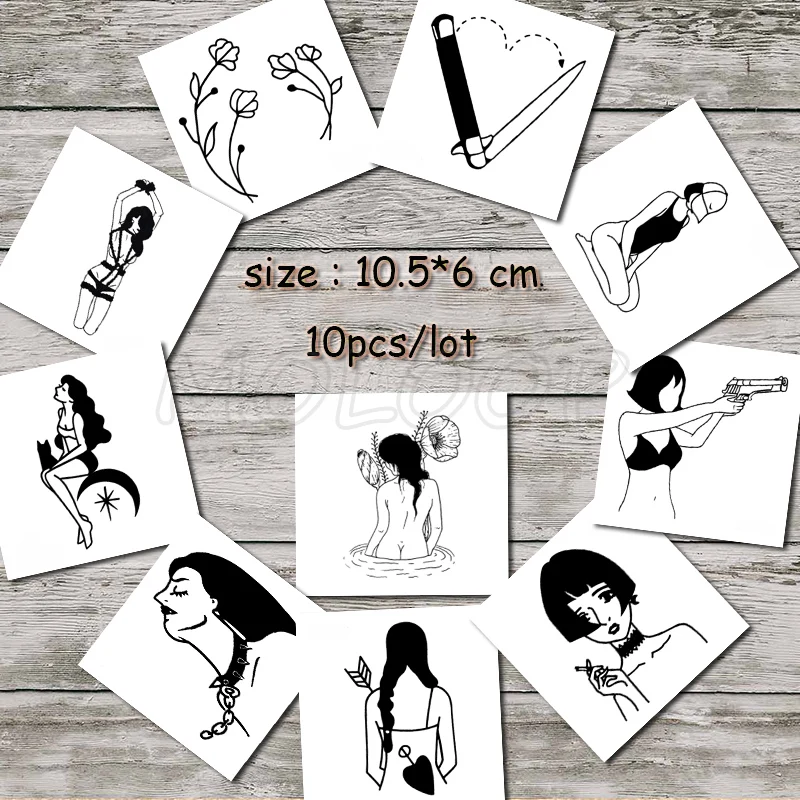 20 Tattoo sticker fake tatoo coconut tree flower sexy girl tatto temporary water transfer stickers for man woman sell in lot - Цвет: 20