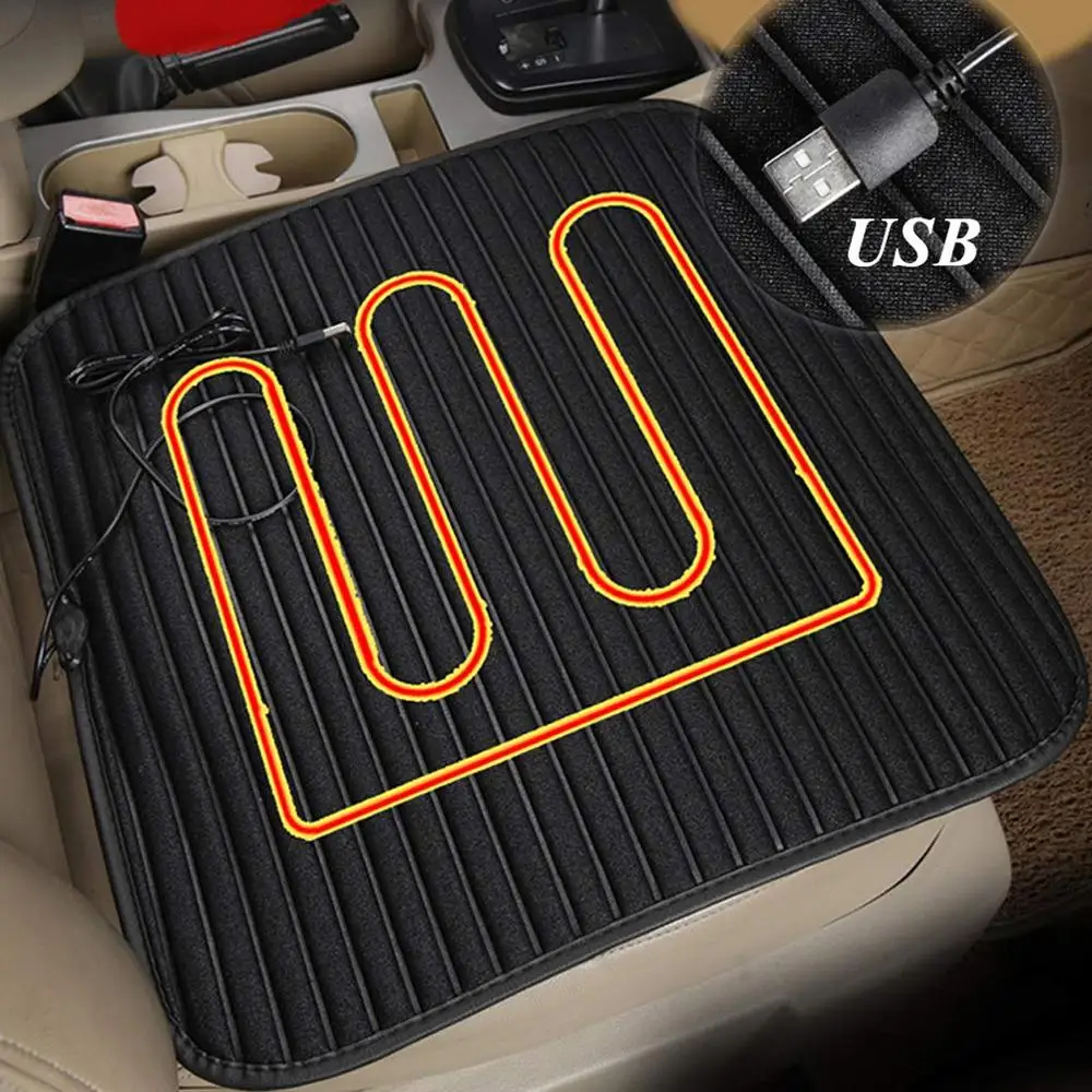 Подушка для автомобильного сиденья с подогревом USB 5 В черная Нескользящая