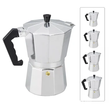

Italian Mocha Pot Octagonal Aluminum Mocha Pot Coffee Pot Espresso Pot Easy to Clean Home Office Coffee and Tea Set