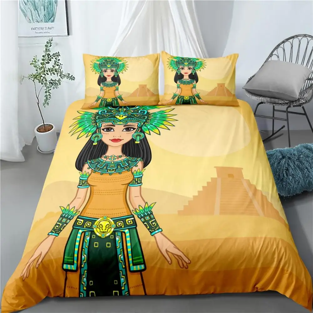 

3D Printed Bedding Set Cartoon African Girls Comforter Cover Set Single Bedlinen Duvet Cover Pillowcases No Sheet