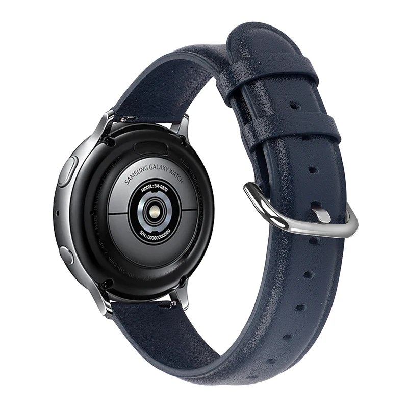Midnight blue 20 мм ремешок для часов из натуральной кожи для samsung Galaxy Watch 42 мм Active Active2 40 мм 44 мм быстросъемный ремешок стальной ремень с застежкой - Цвет ремешка: Midnight blue