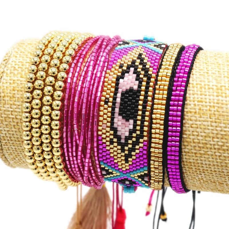 Beads Bracelet Turkish Evil Eye Heart Bracelets Mexican Jewelry Women Tassel Armband