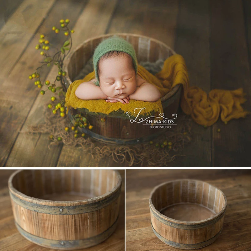 Newborn Photography Props Wood Basket Metal Ring Retro Wooden Barrel Baby Posing Sofa For Boy Studio Accessoire Photo Bebe Props Baby Seats Sofa Aliexpress
