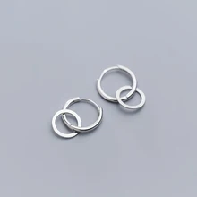 MloveAcc Мода 925 стерлингового серебра двойные круги серьги-кольца для женщин Девушка классические серьги элегантный стиль Brincos
