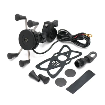 

Universal Motorcycle Mobile Phone Handlebar Bracket Usb Charger For 3.6-6 Inches
