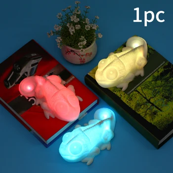 

3D Chameleon Desk Cute Color Changing LED Night Light Kids Room Bedside Vinyl Home Decor Atmosphere Lamp Gift Bedroom