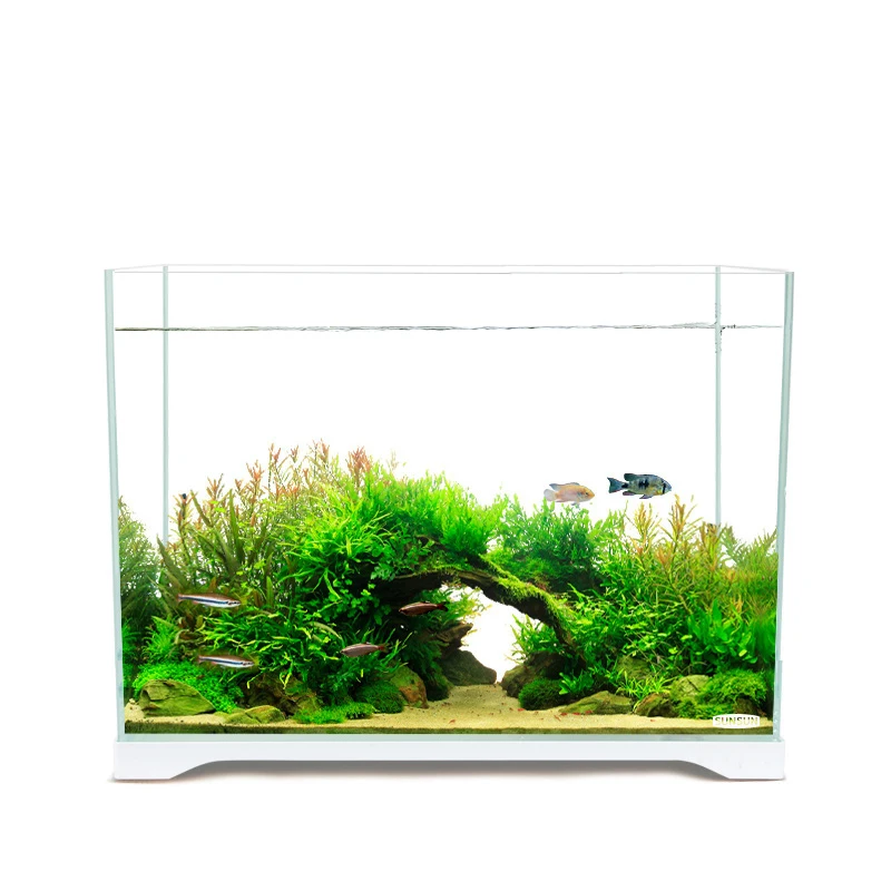 

Aquarium Small Living Room Mini Super White Tank Super White Tank Ecological Aquatic Tank Rectangular Glass Fish Tank