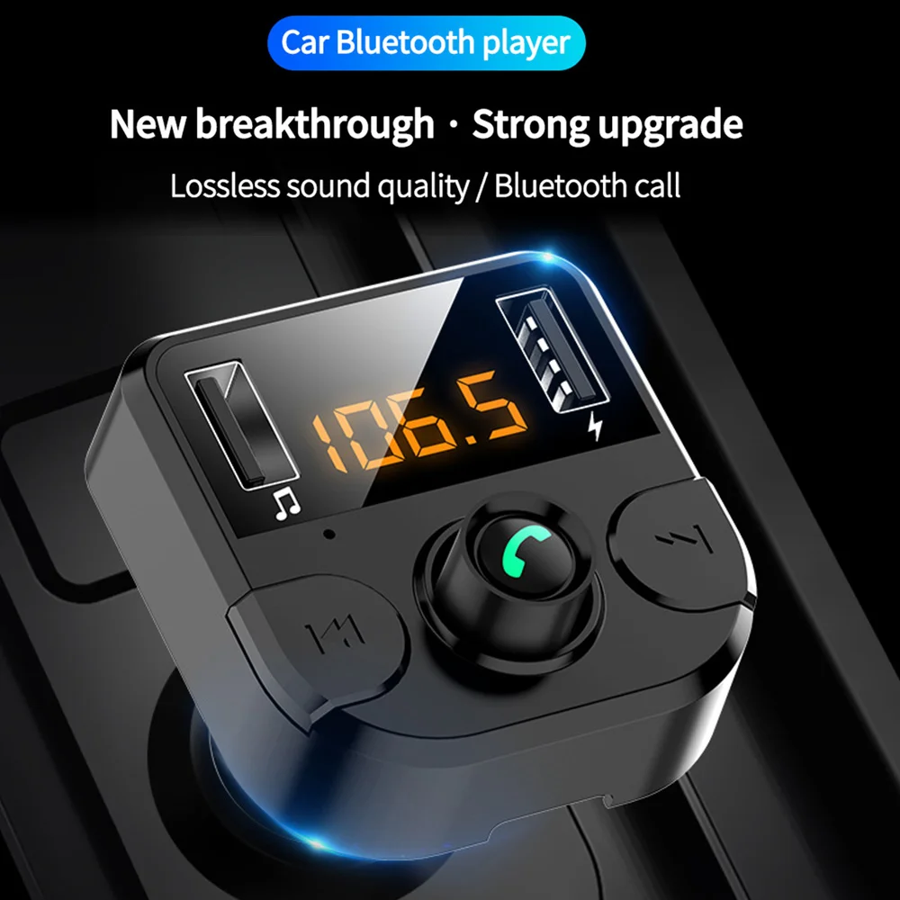 Автомобильный fm трансмиттер с Bluetooth 5 0 Handsfree DC12V 24 В mp3 плеер TF карта оранжевый