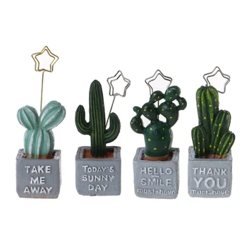 

1Pcs Cute Cactus Card Holder memo note clip Resin Plant Decoration Stationery Office School supplies