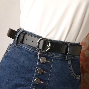 

Women's High Quality Fashion Fashion Casual Needle-free Round Hole Alloy Buckle Ladies Retro Student Belt Black Belt