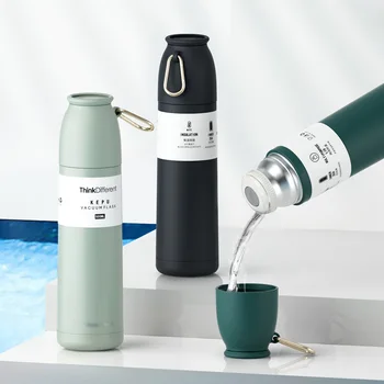 

500ml Classic Press Type 0utlet Vacuum Flasks 304 Stainless steel Thermos Water Bottle Keep Warm&Cold Portable Hook Thermos Cups