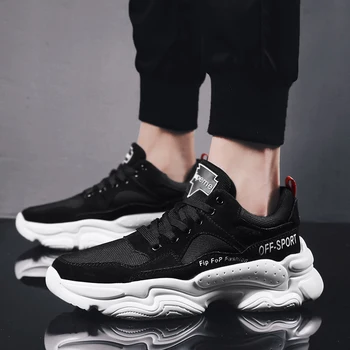 

2019 Breathable Mesh Men Casual Shoes Vulcanize Fashion Sneakers Lace Up Soft High Leisure Footwears Sneakers