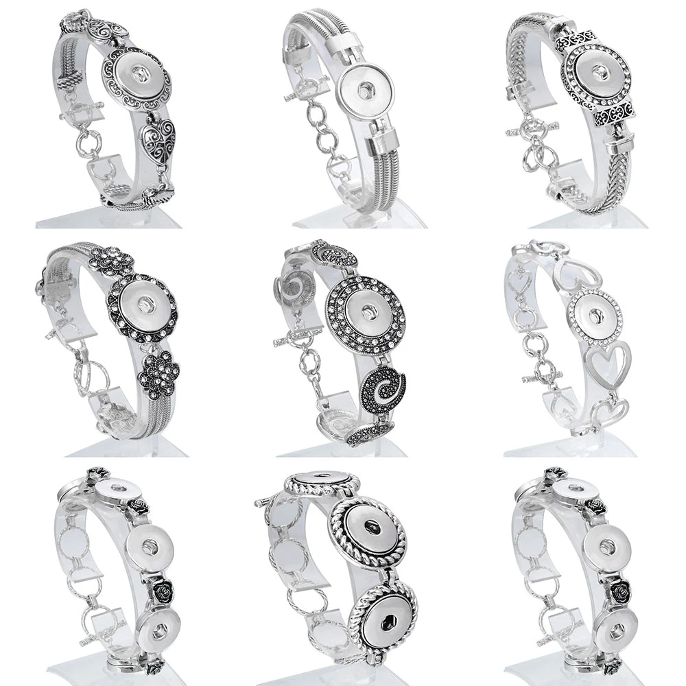 New 18mm Snap Jewelry 41 Style Metal Snap Button Bracelet Fit 18mm Snap