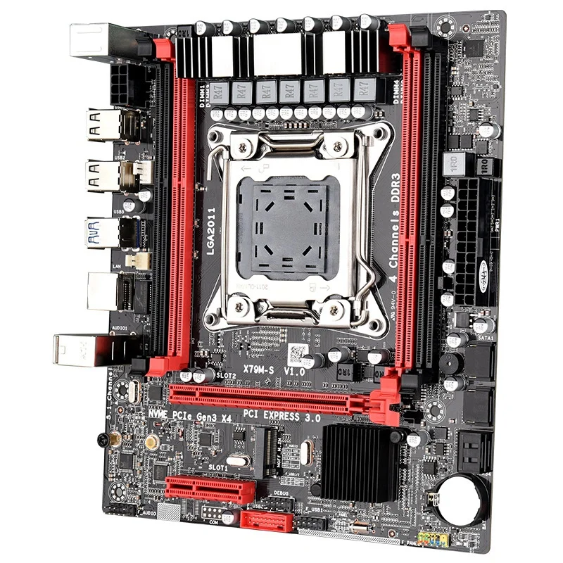 X79M-S LGA 2011-V2 Motherboard 2 Channel DDR3 64G RAM M.2 NVME SATA III USB 3.0 for Xeon V2 E5 All 