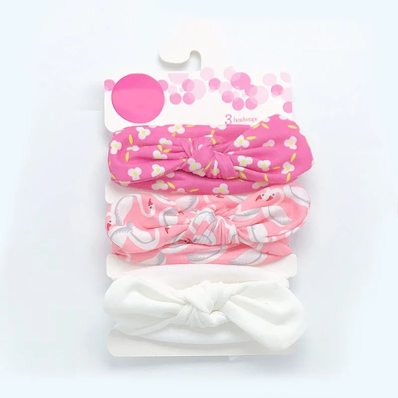 3Pcs/set Cute Bows Newborn Baby Headband Floral Pattern Striped Solid Color Pink Dot Printed Bowknot Baby Girl Headband Turban Baby Accessories discount